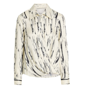 3.1 Phillip Lim Draped Printed Satin-Twill Shirt