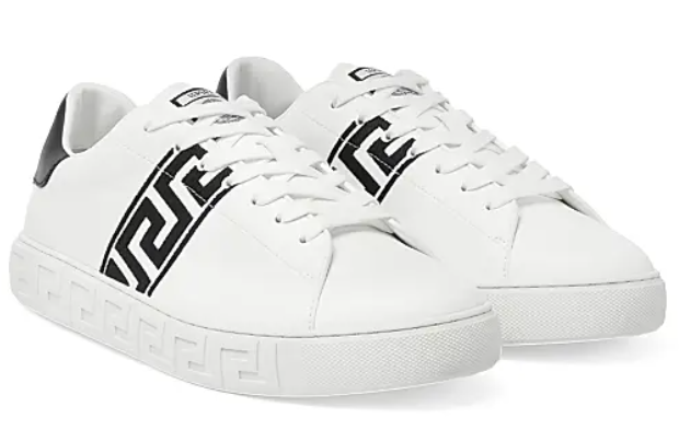 Versace Embroidered La Greca Leather Sneakers