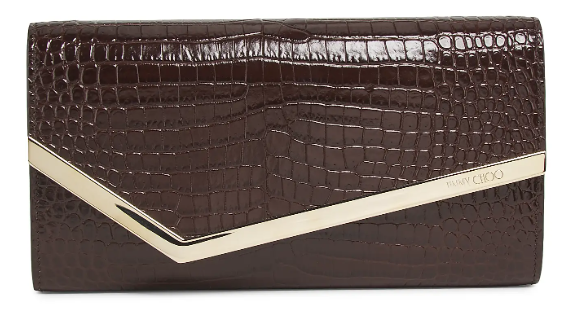 Jimmy Choo Croc-Embossed Leather Clutch