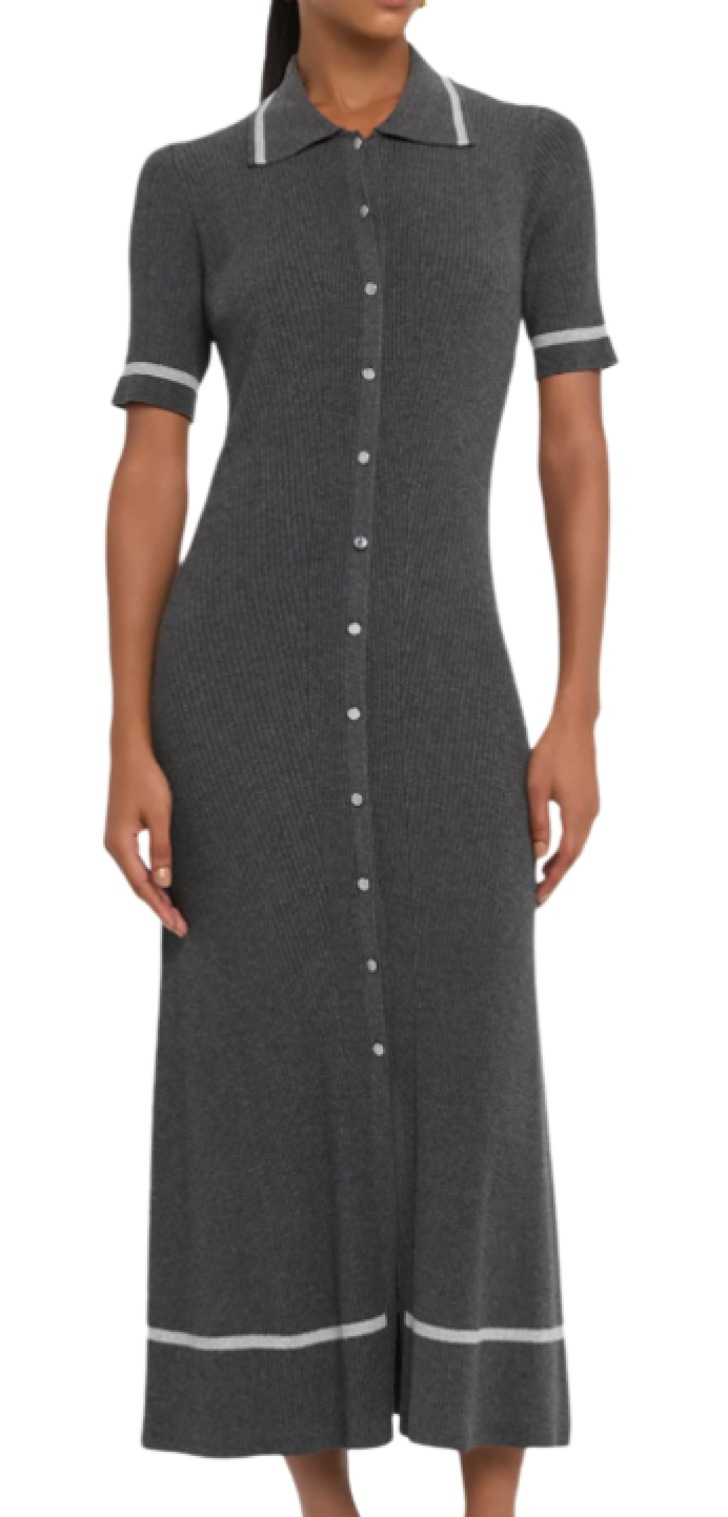 Rag & Bone Kassy Tipped Rib-Knit Midi Dress