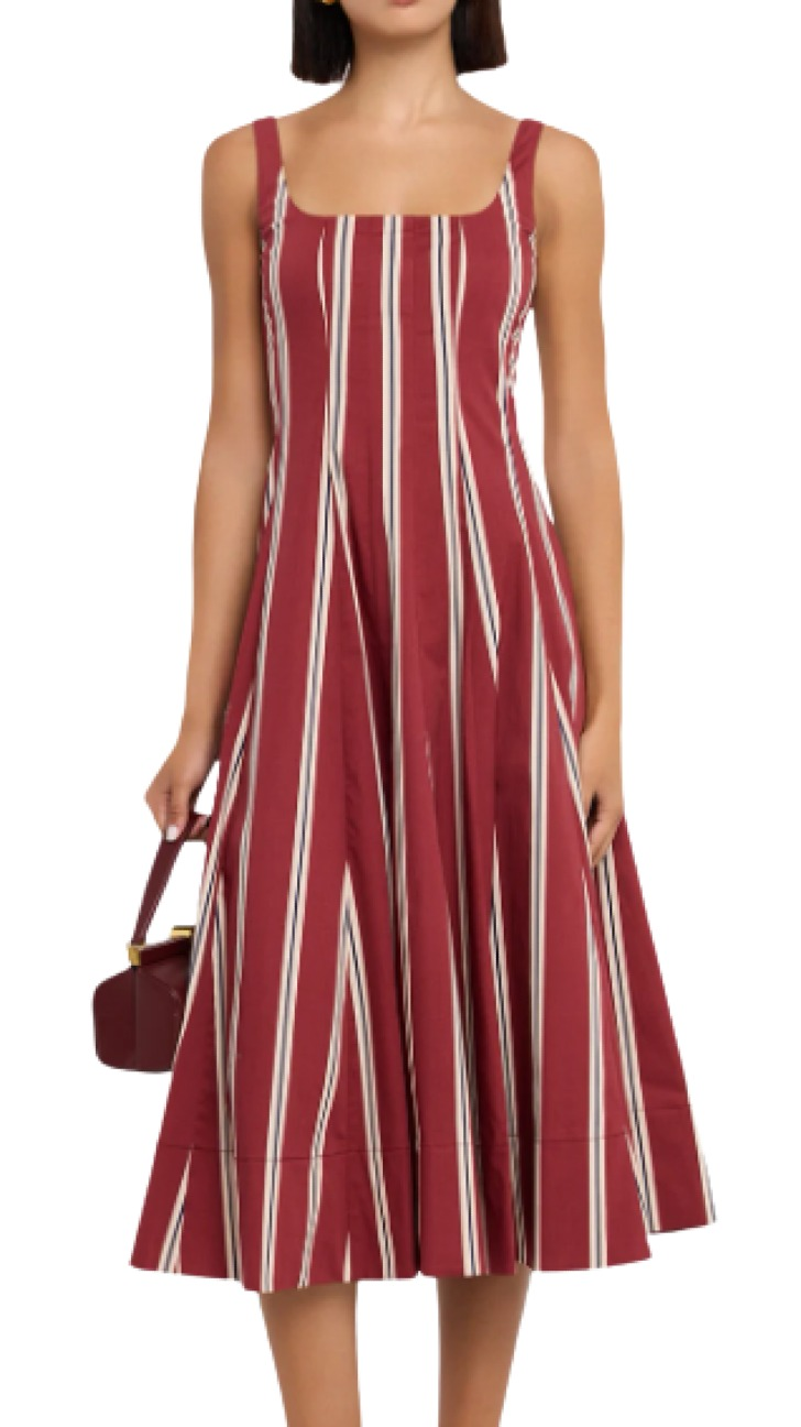 Staud Wells Striped Poplin Midi Dress