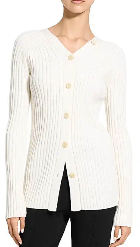 Theory Long Open Back Ribbed Cardigan