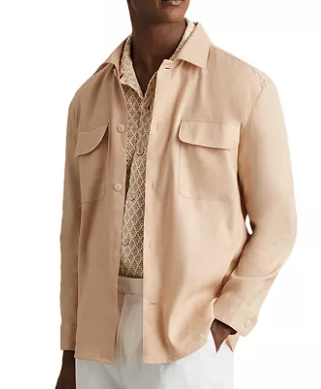 Reiss Regular Fit Twin Chest Pocket Linen Shirt