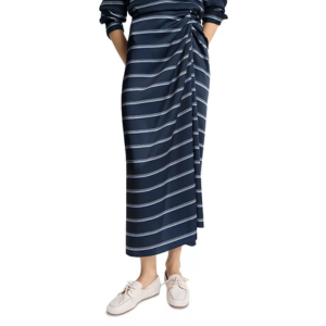 Vince Rugby Stripe Gathered Midi Skirt