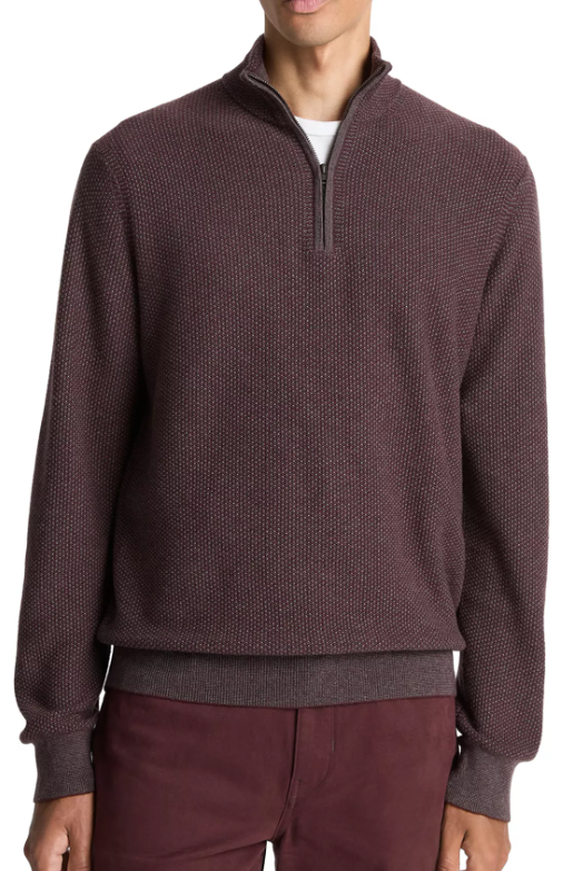 Vince Geo Jacquard Quarter Zip Sweater