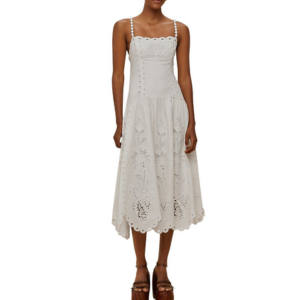 Farm Rio Richilieu Eyelet Midi Dress