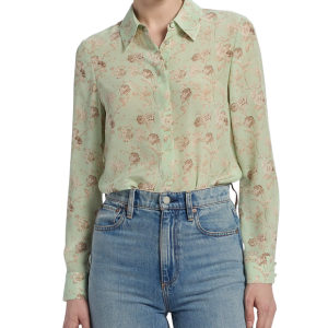 Alice + Olivia Floral Silk Button Shirt