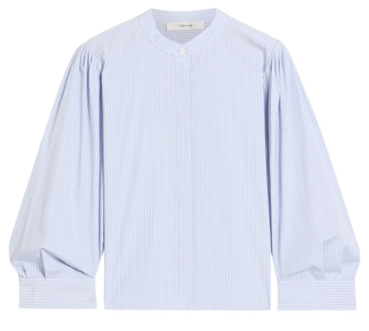 Frame The Modern Puff Striped Cotton-Poplin Top