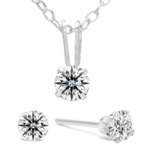 1/2Ct Diamond Stud Earrings & Necklace