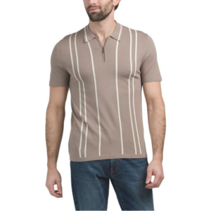 Perry Ellis Striped Short Sleeve Sweater Polo