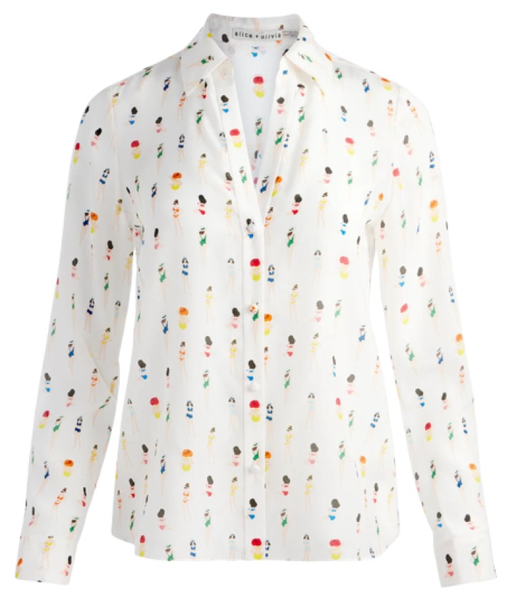 Alice + Olivia Beach Club Eloise Button-Front Blouse