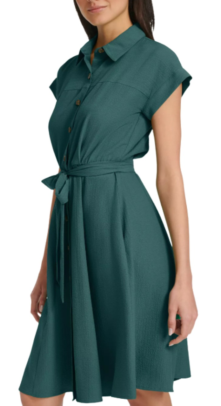 Calvin Klein Women's Belted Cap-Sleeve Shirt Dress