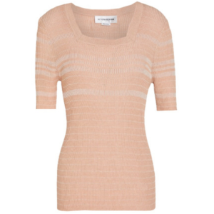 Victoria Beckham Striped Ribbed Silk & Cotton-Blend Top