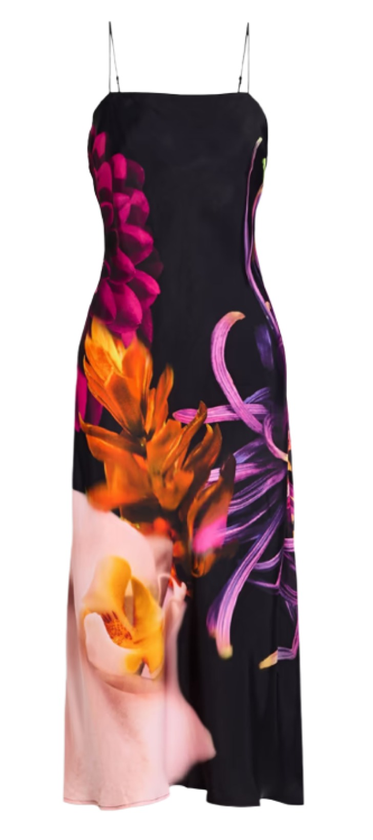 Farm Rio Floral-Print Satin Midi Slip Dress