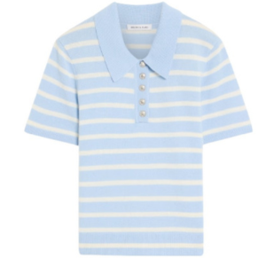 Veronica Beard Brandt Striped Cashmere Polo Sweater