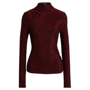 Veronica Beard Mylie Ruched Metallic Stretch-Jersey Top